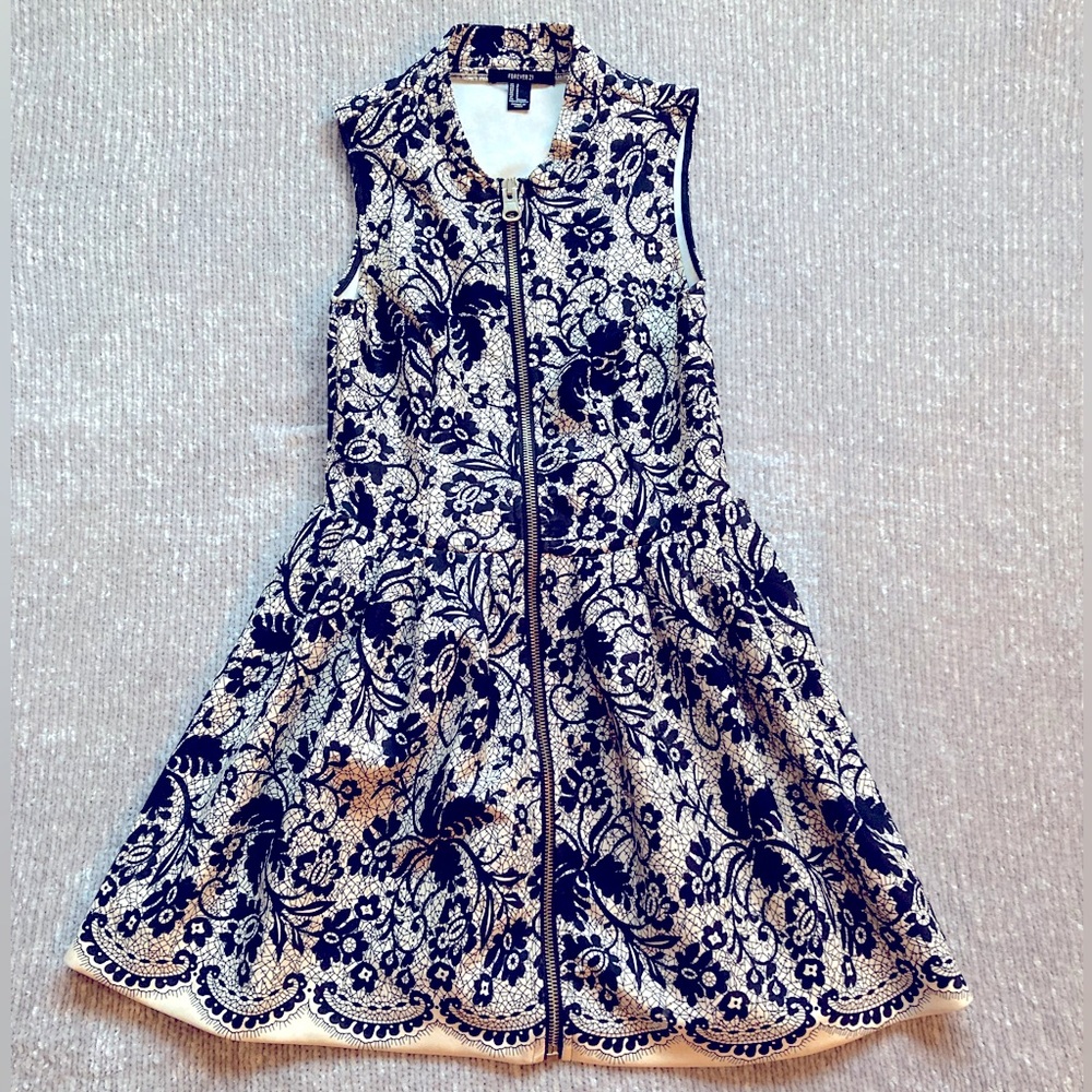 Dark Fairy Whimsigoth Mini‎ Dress Floral Lace Scuba Full Zip Grunge Y2K Small